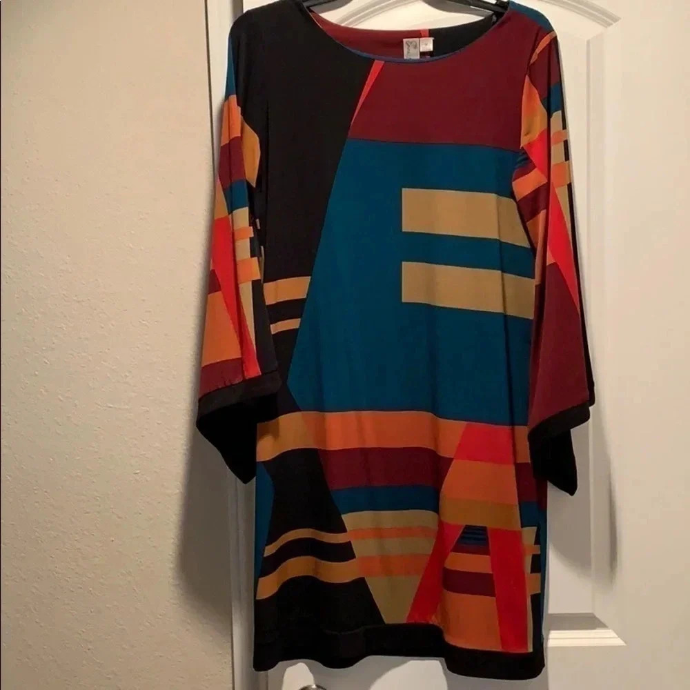 Emma Michelle Dress Y2K Geometric Print Sz M